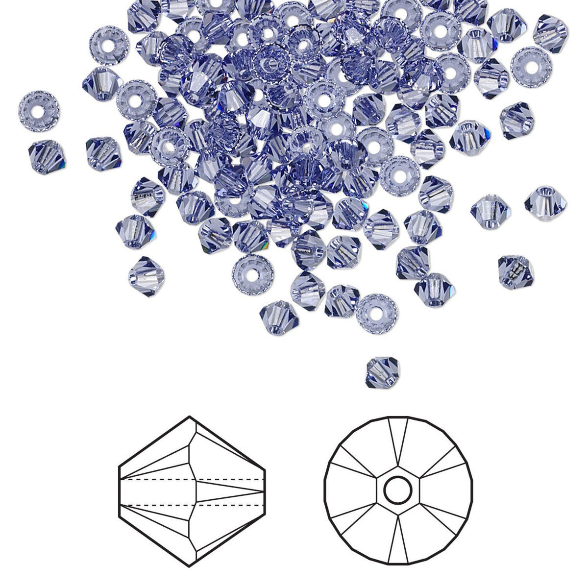Swarovski Tanzanite Purple 5328 Bicone Beads, 3mm - 48 or 144 pcs