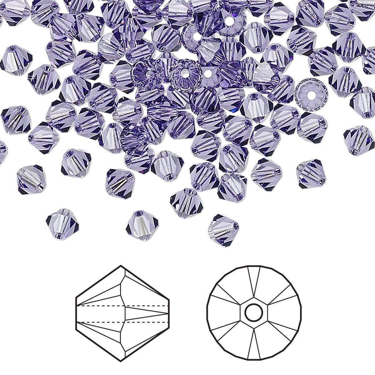 Swarovski Tanzanite Purple 5328 Bicone Beads, 4mm - 48 or 144 pcs
