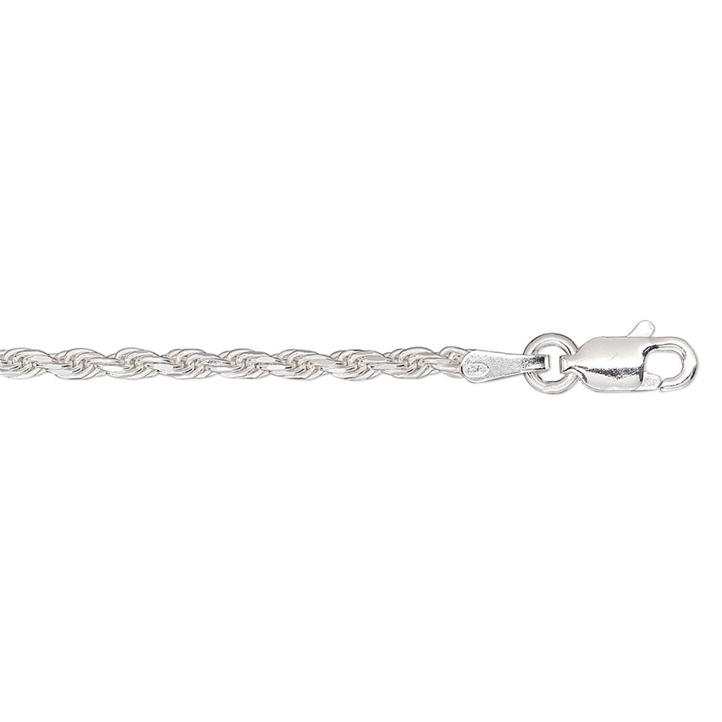 Sterling Silver Diamond-Cut French Rope Chain Necklace, 1.8mm, 24 Inches, Lobster Clasp