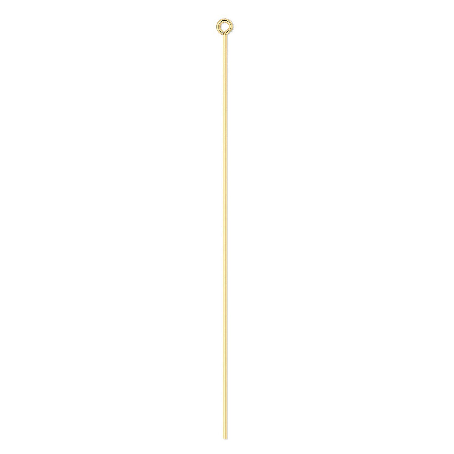 Gold Plated Brass Eye Pins, 3 inch, 21 Gauge, 100 pcs