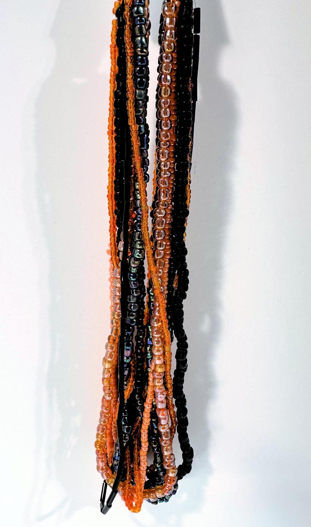 Orange & Black Halloween Glass Seed & Bugle Bead Mix (10 Strands)
