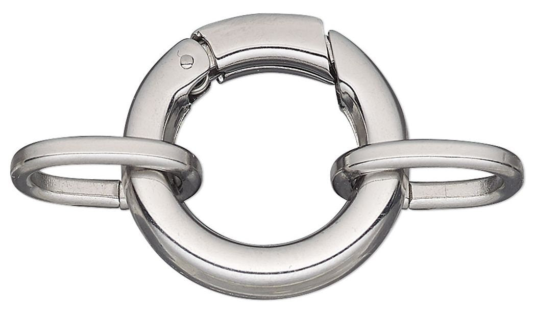 Stainless Steel Self-Closing Hinged Bail Bracelet Clasps: 21mm Round (2 Sets)