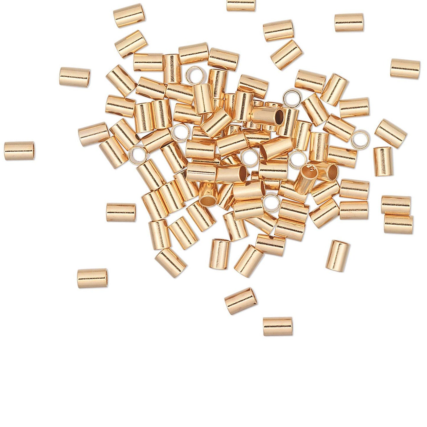 Gold Plated Brass Seamless Crimp Tubes, 3x2mm, 100 pcs