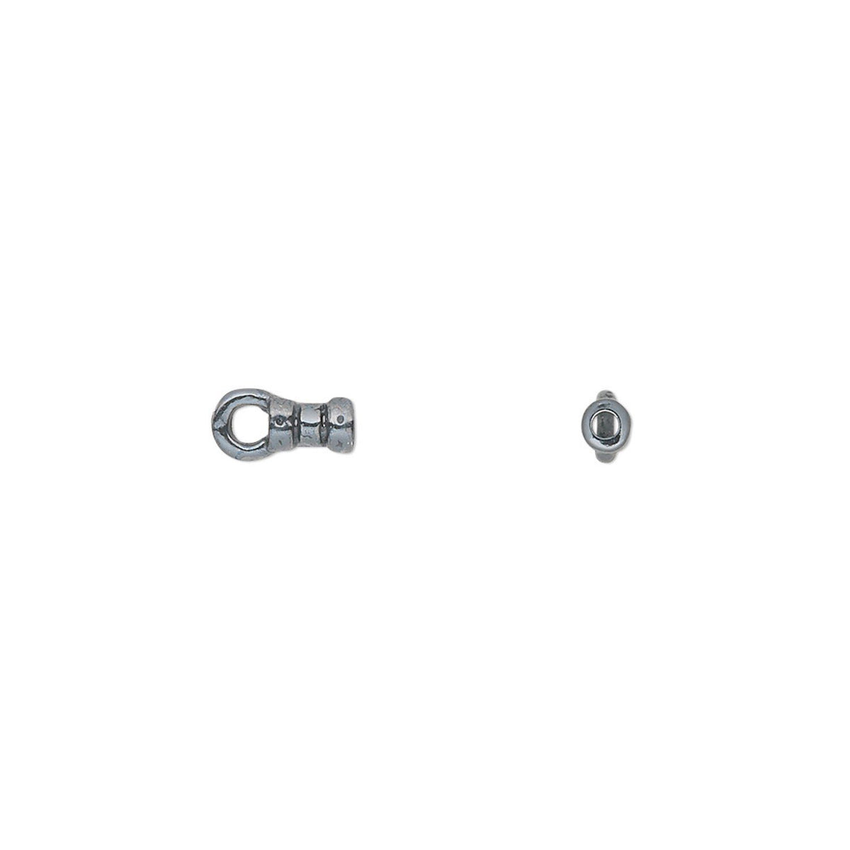 Gunmetal Plated Brass Crimp Tube Ends with Loop, 4x2.5mm, 1mm ID - 4 pcs