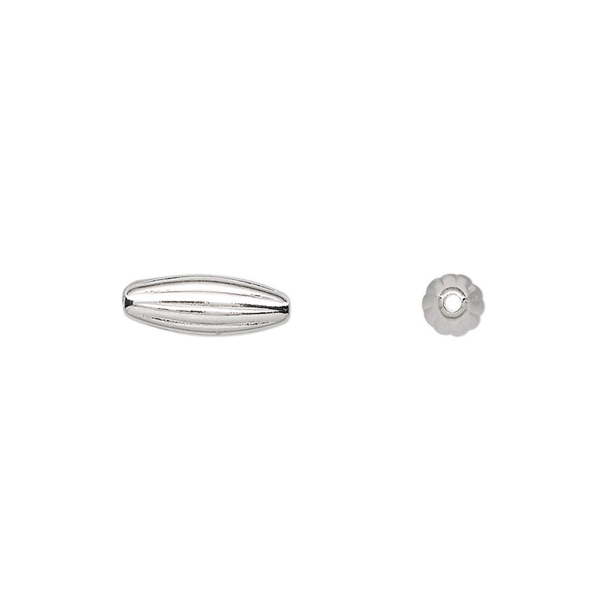 silver corrugated oval beads