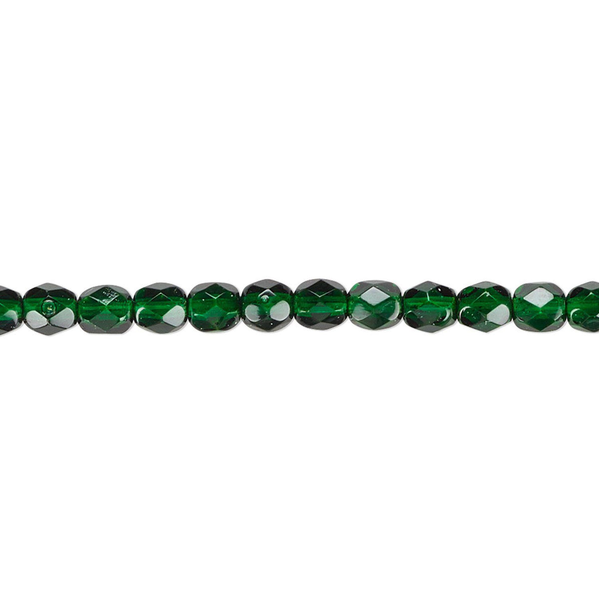 Czech Transparent Dark Emerald Green Fire Polished Round Beads, 4mm, 1 Strand (approx. 100)