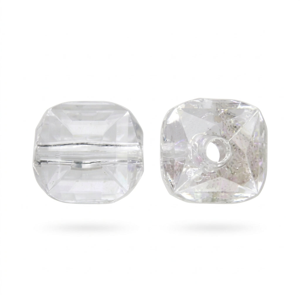 Celestial Clear Acrylic Fluted Cube Beads, 17x15mm - approximately 30 pcs