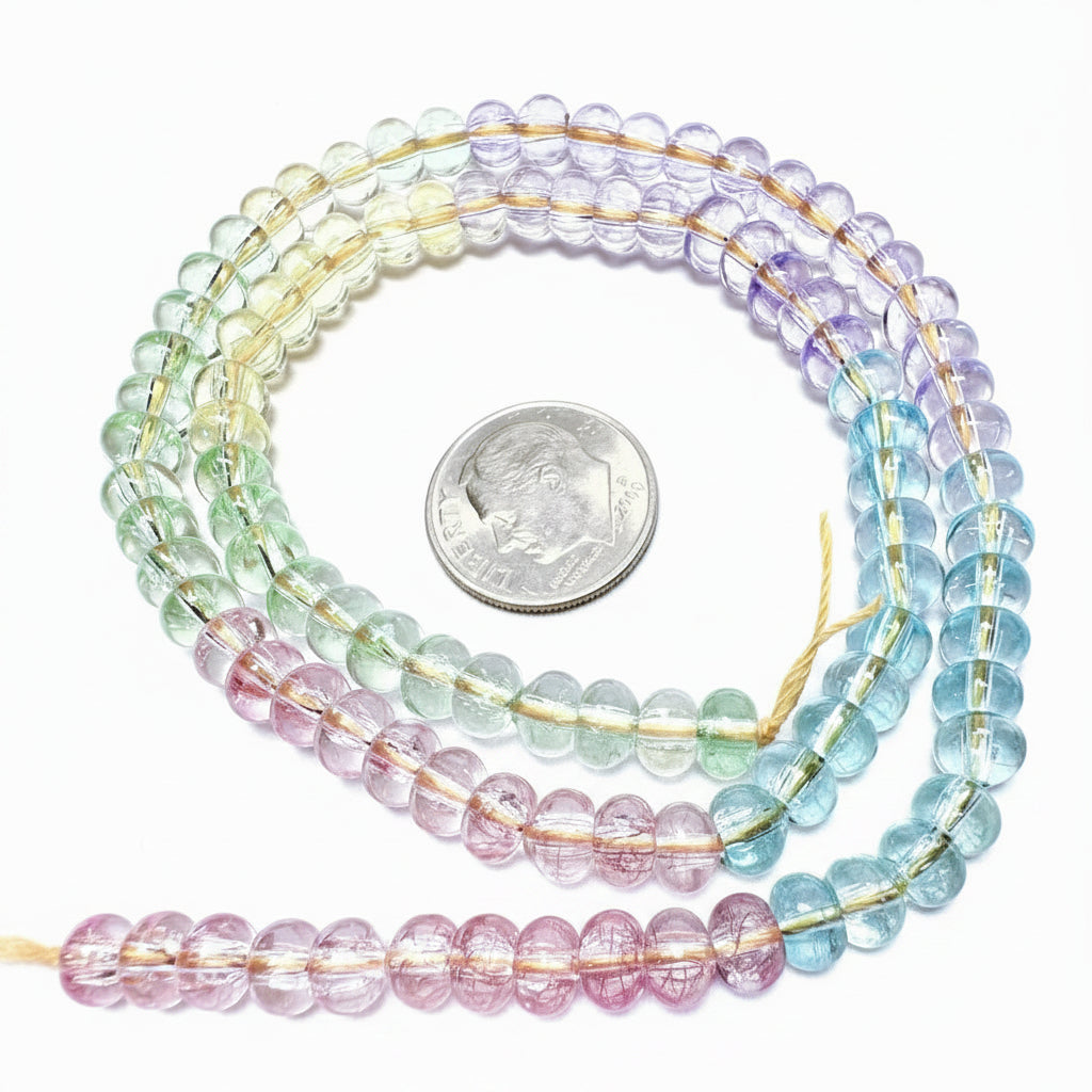 Crackle Glass Rondelle Beads, Pastel Color Mix, 4x6mm, 1 Strand