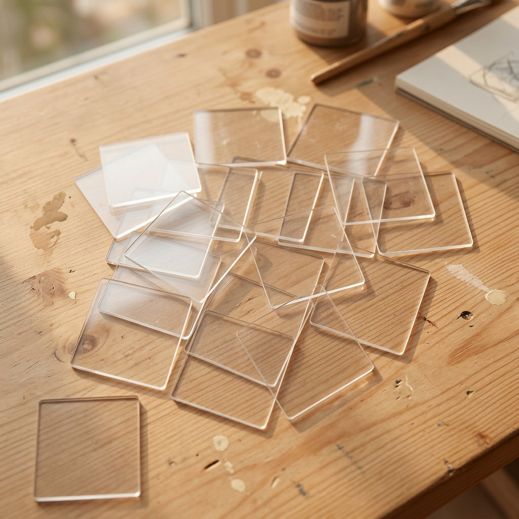 Clear Flat Art Glass Squares, 1x1 Inch, Grounded Edges — 20 pcs