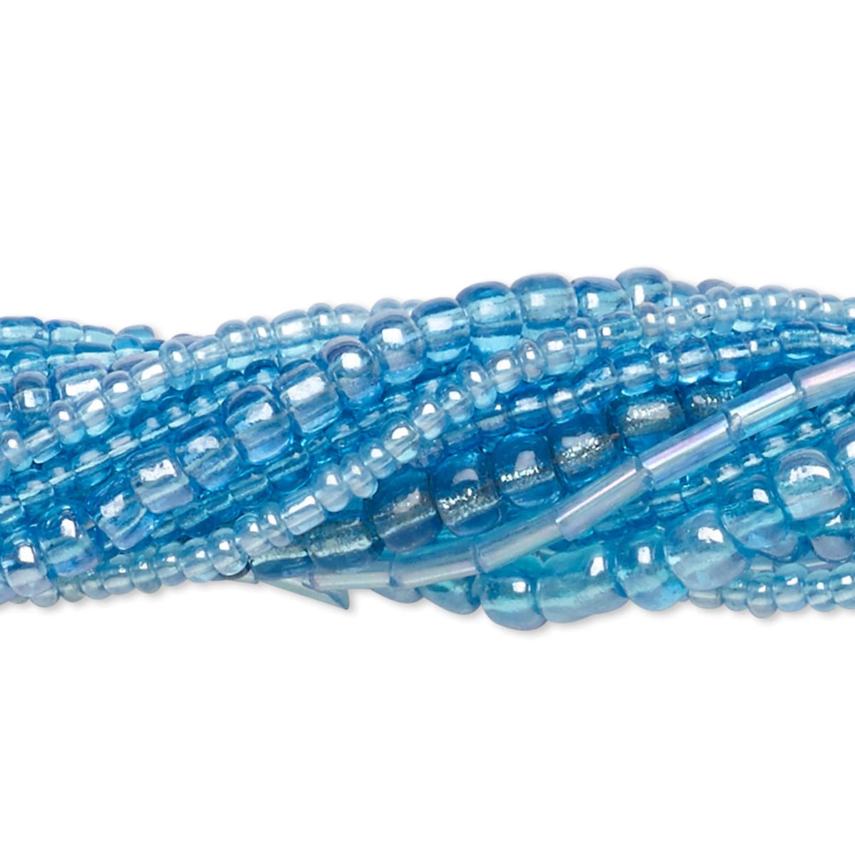 Aqua Turquoise Glass Seed & Bugle Bead Mix — 10 Strands (1,100-1,700 beads)