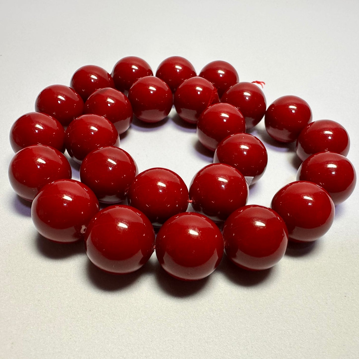 Garnet Red Round Shell Pearl Beads, 16mm, 1 Strand (approx. 25)