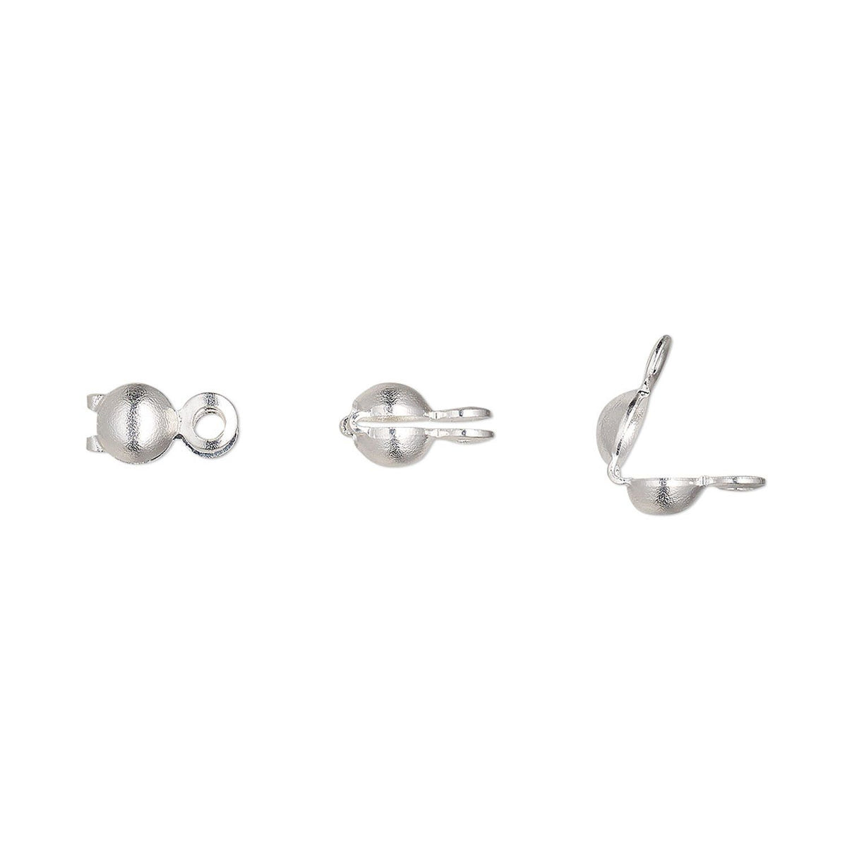 Silver Plated Brass Double-Loop Bead Tips, 6.5x3.5mm - 100 pcs