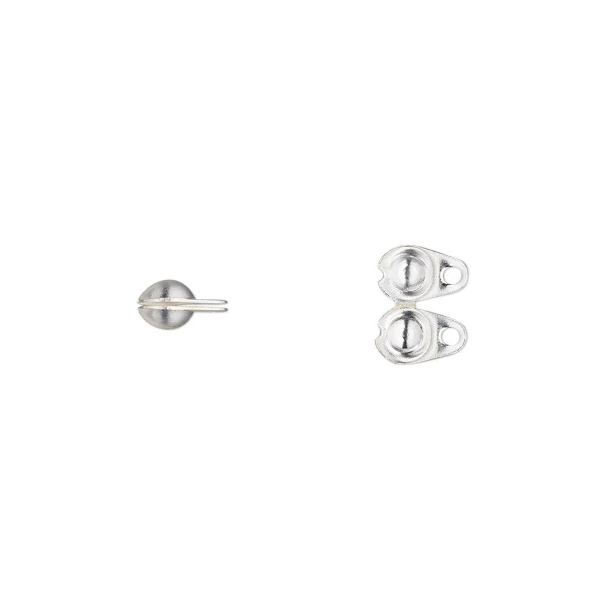 Silver Plated Brass Side-Clamp Bead Tips, 6.5x4.5mm - 100 pcs