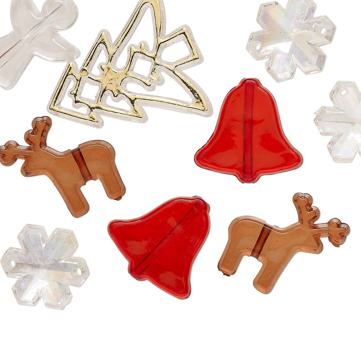 Christmas Acrylic Bead Mix, Assorted Shapes - 70 pcs