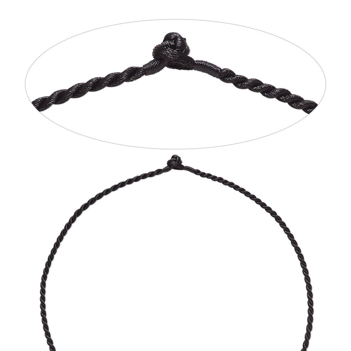 Black Twisted Nylon Necklace Cord, 30 Inches - 2 pcs