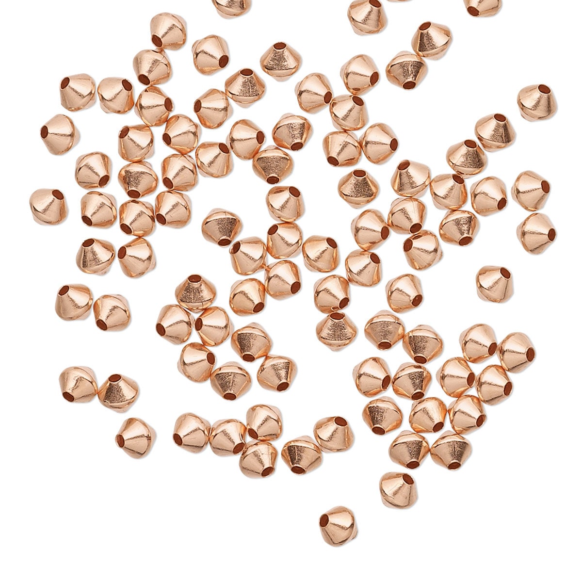 Solid Copper 3mm Bicone Spacer Beads 0.7mm Hole — 100 pcs