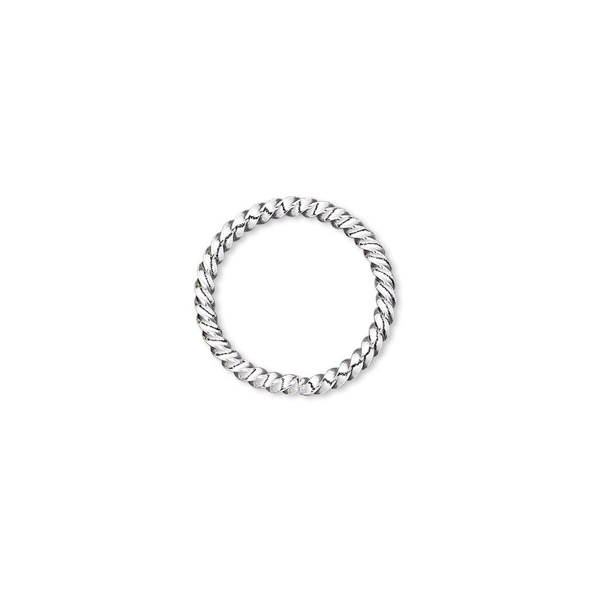 Silver Plated Brass Twisted Jump Rings, 15mm, 16 Gauge - 100 pcs