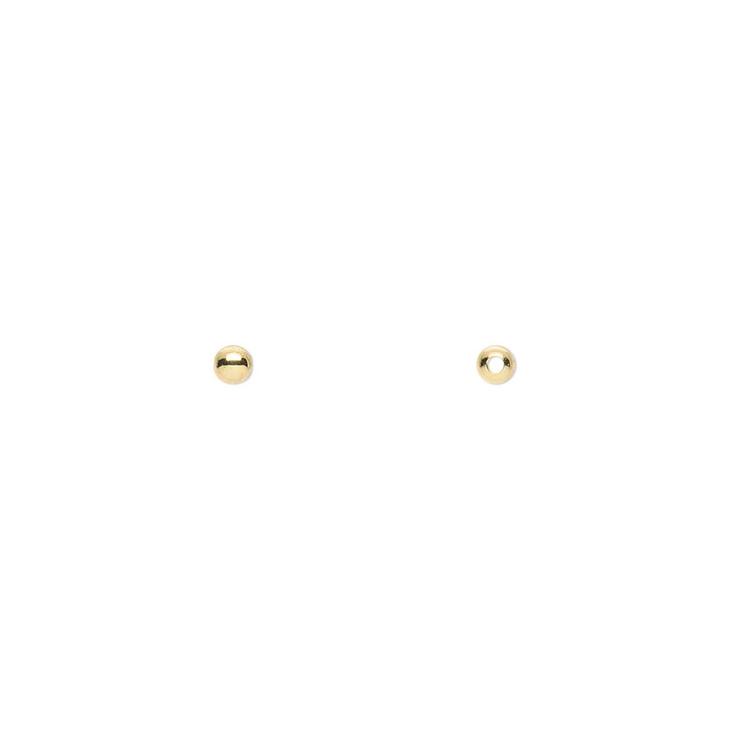 Gold-Plated Brass Smooth Round Spacer Beads, 2.5mm