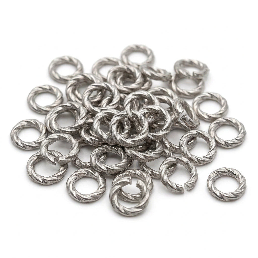 Gunmetal Plated Brass Twisted Jump Rings, 6mm, 16 Gauge - 100 pcs