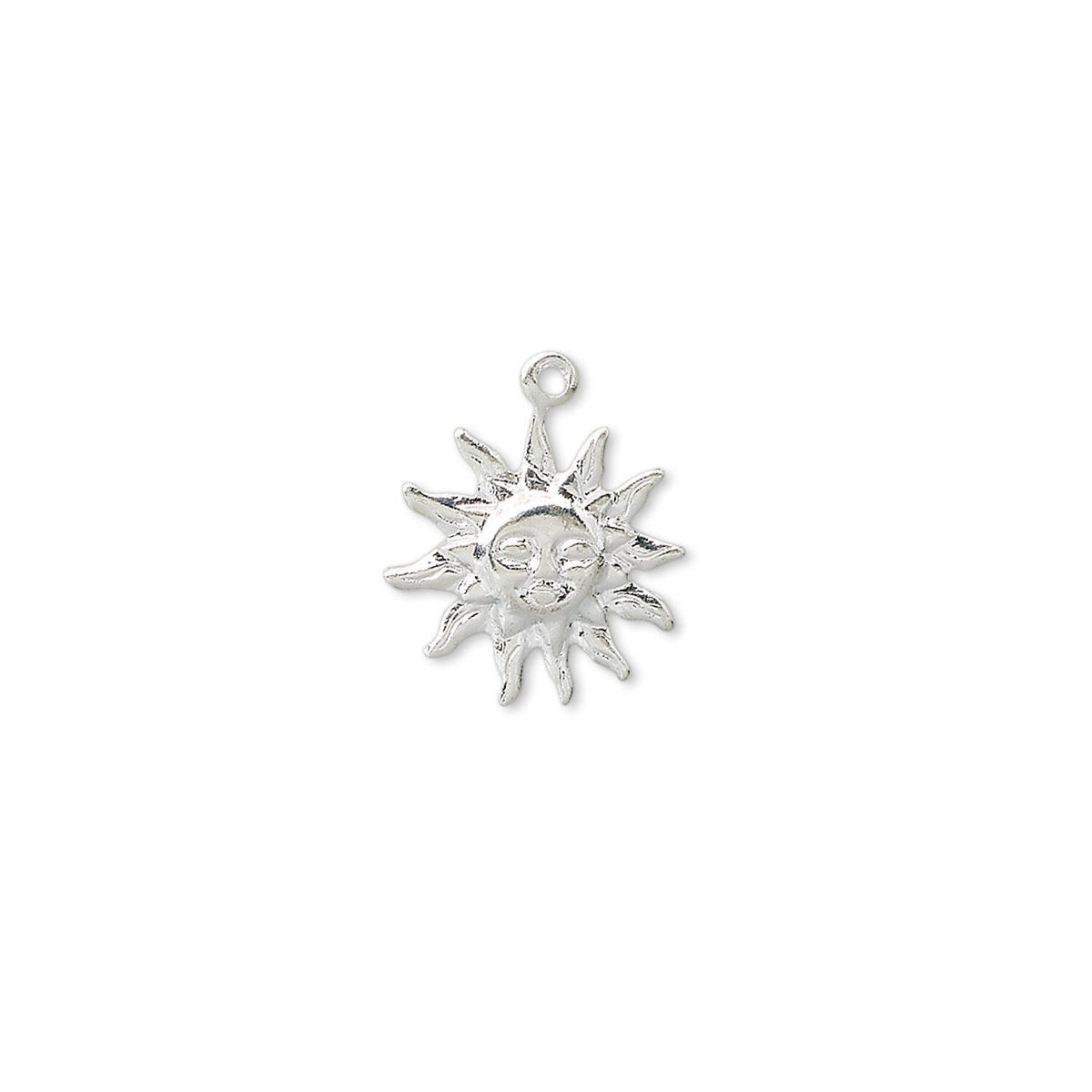 Silver Plated Brass Happy Sun Face Charms 12x12mm Single Sided – 100 pcs
