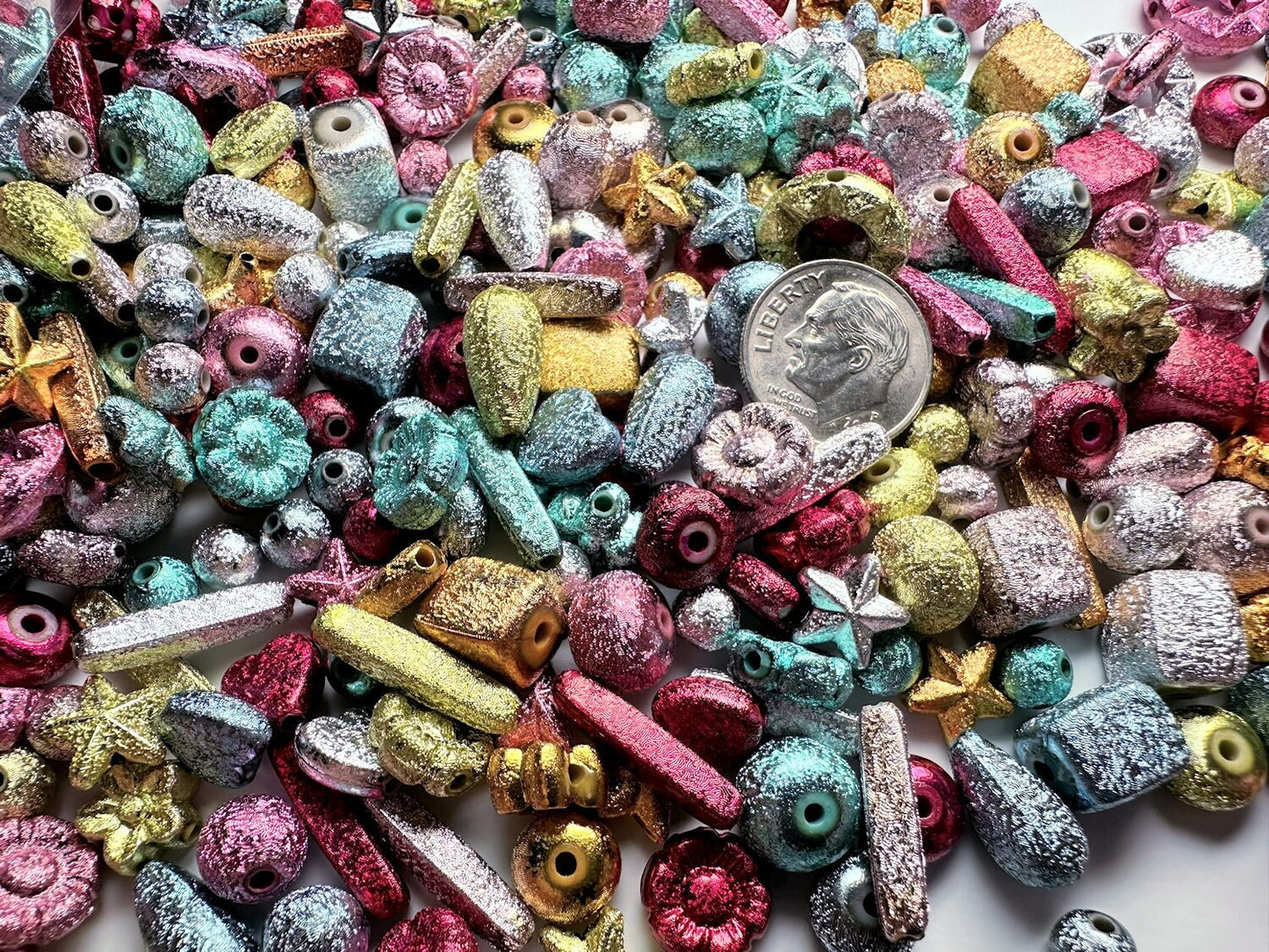 Acrylic Stardust Bead Mix Assorted Shapes 6–17x4mm — 100g (300–400 pcs)