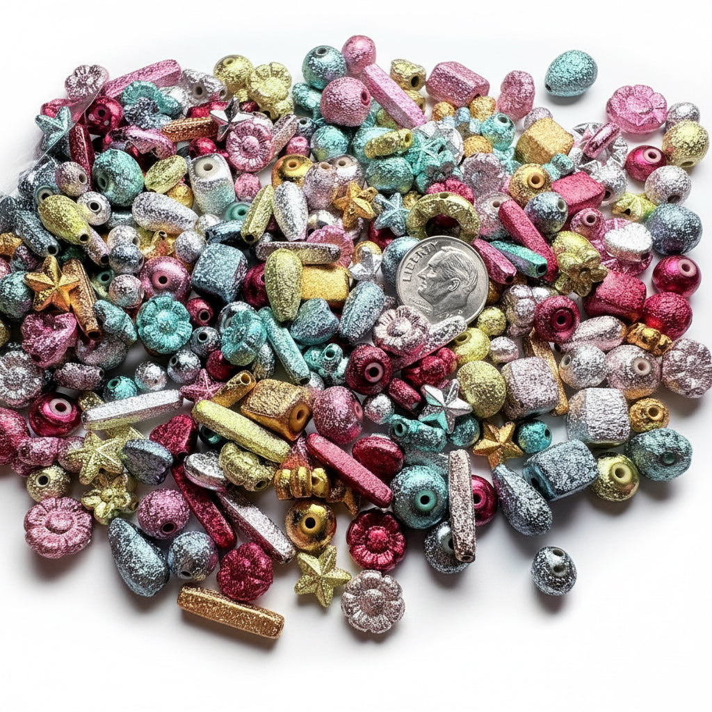 Acrylic Stardust Bead Mix Assorted Shapes 6–17x4mm — 100g (300–400 pcs)