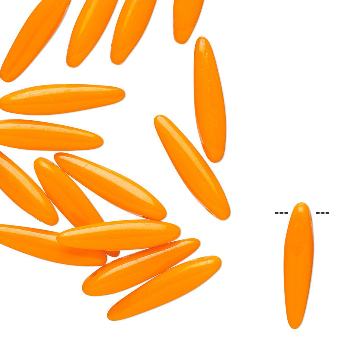 Czech Opaque Orange 16x4mm Top-Drilled Thorn Drop Glass Beads, 20 pcs