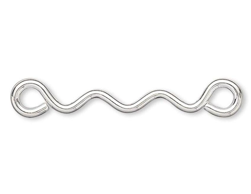 Silver Plated Steel Fancy Wavy Links & Connectors: 14x1mm (100 pc)