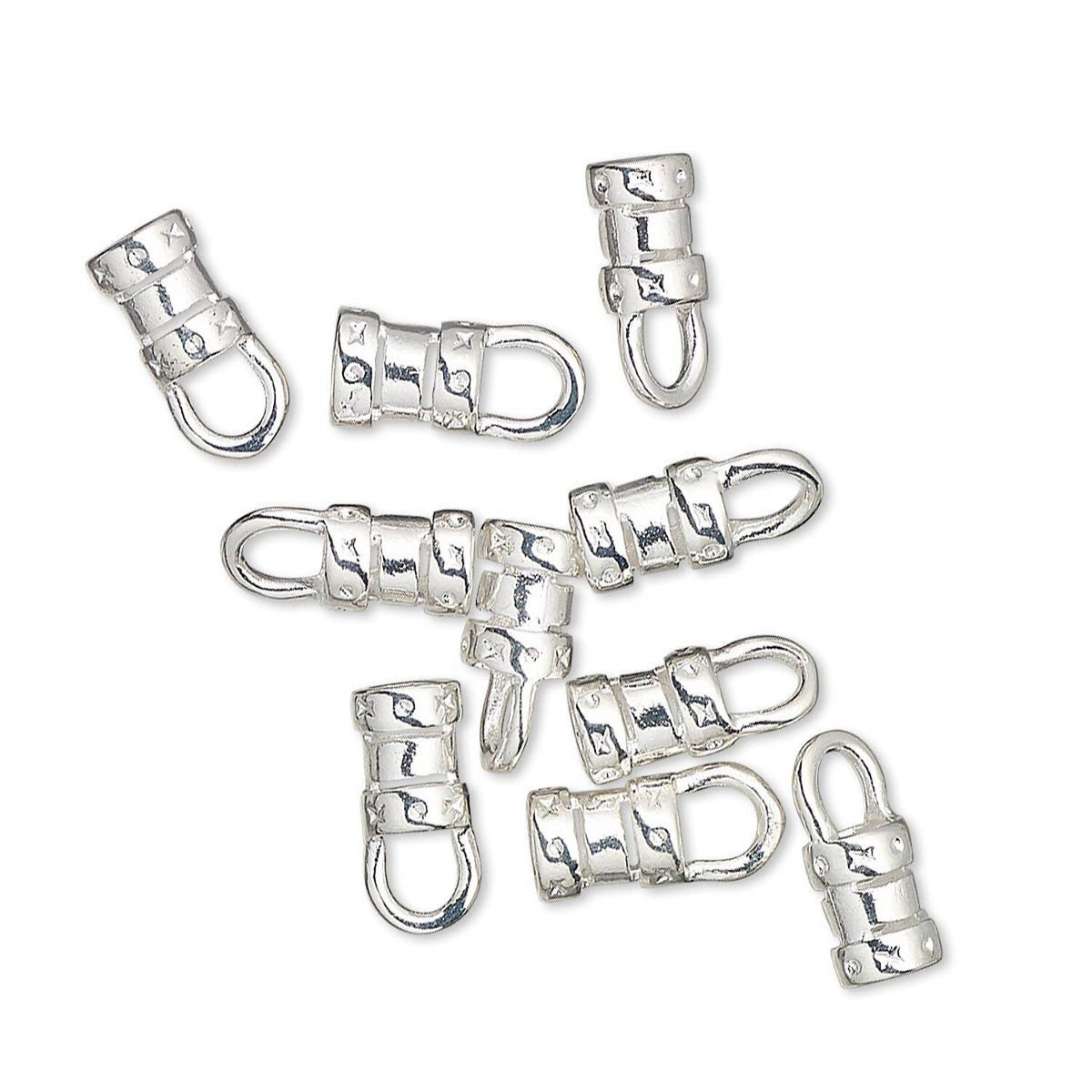 Silver Plated Brass Crimp Tube Ends, 6x4.5mm - 10 pcs