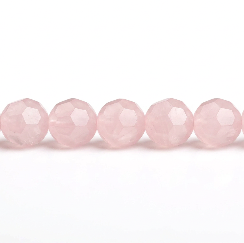 Opaque Pink Frost Crystal Glass Faceted Round Beads, 6mm - 1 Strand