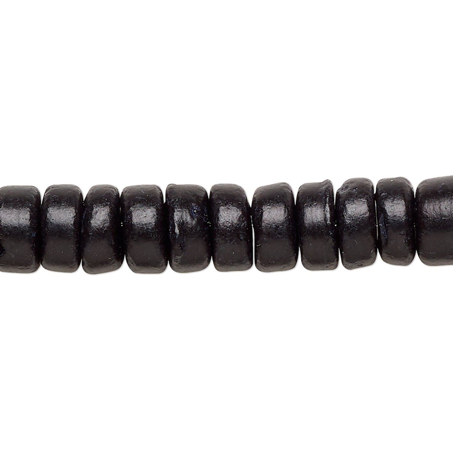 Black Coconut Shell Hand-Cut Rondelle Beads, 7x2-8x4.5mm, 2 Strands