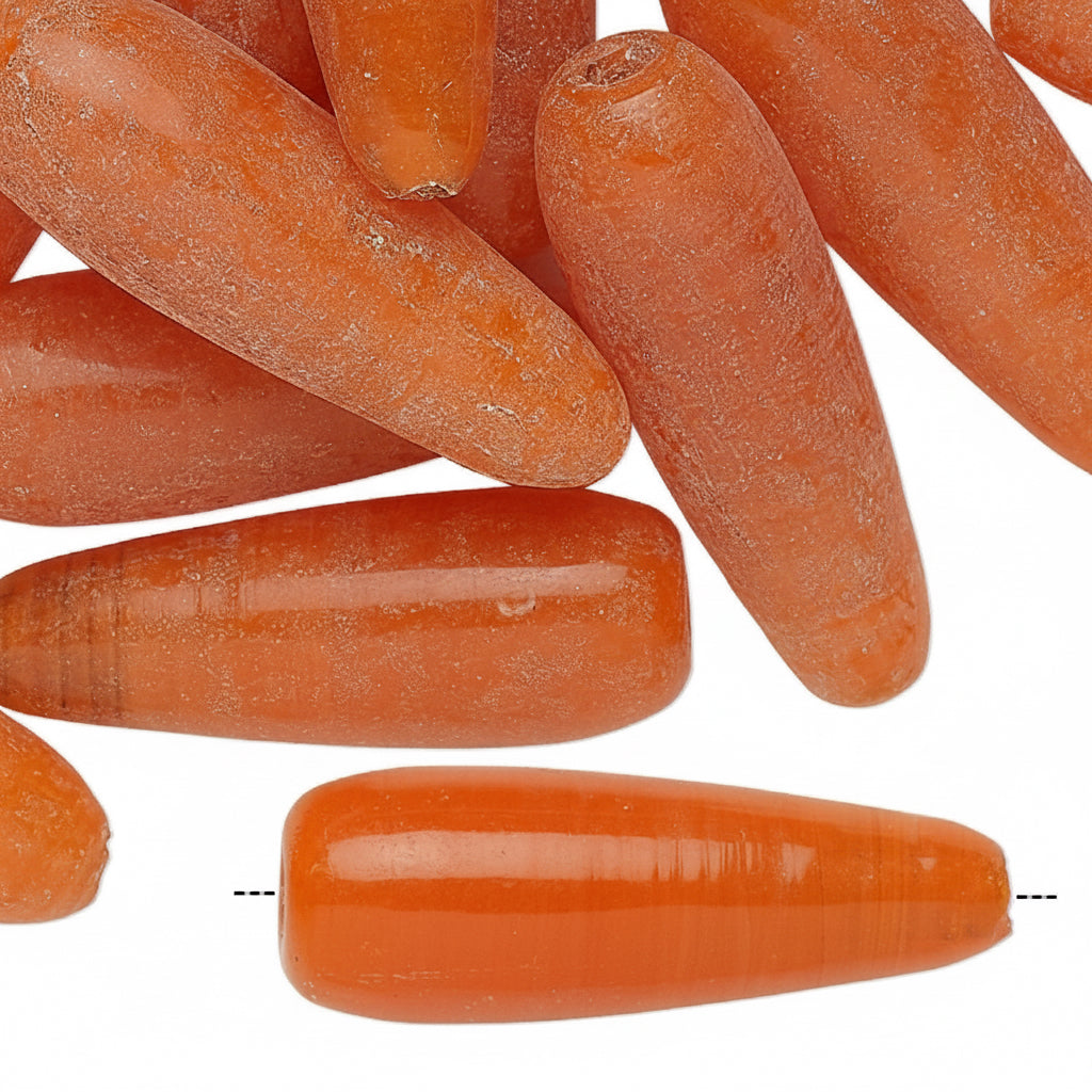 Vintage India Glass Translucent Burnt Orange Teardrop Beads 29-32mm — 22 pcs