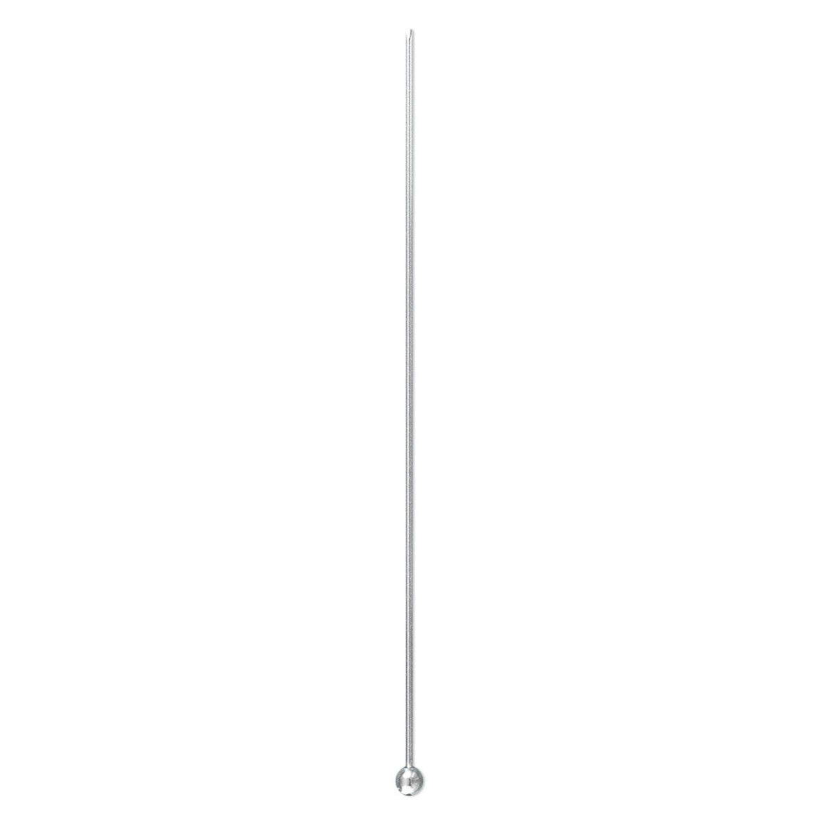 A long, thin silver metal skewer or pin with a ball-shaped tip, shown vertically against a plain white background.