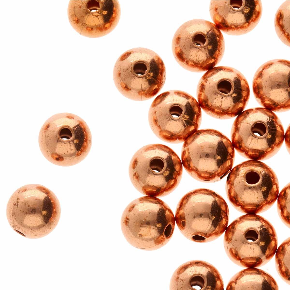 Beadsmith Anti-Tarnish Copper Smooth Round Beads, 4mm, 500 pcs