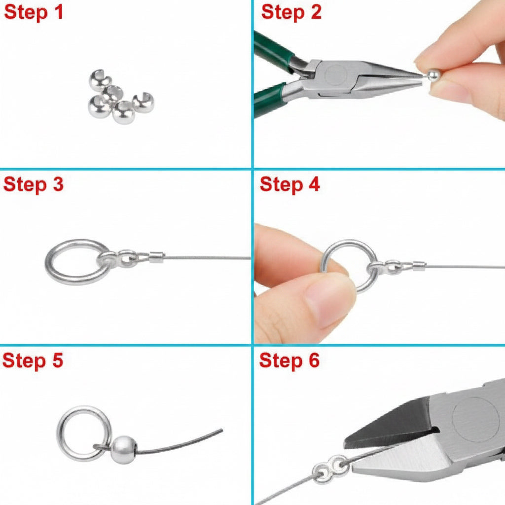Step-by-step process of using pliers to manipulate metal components.