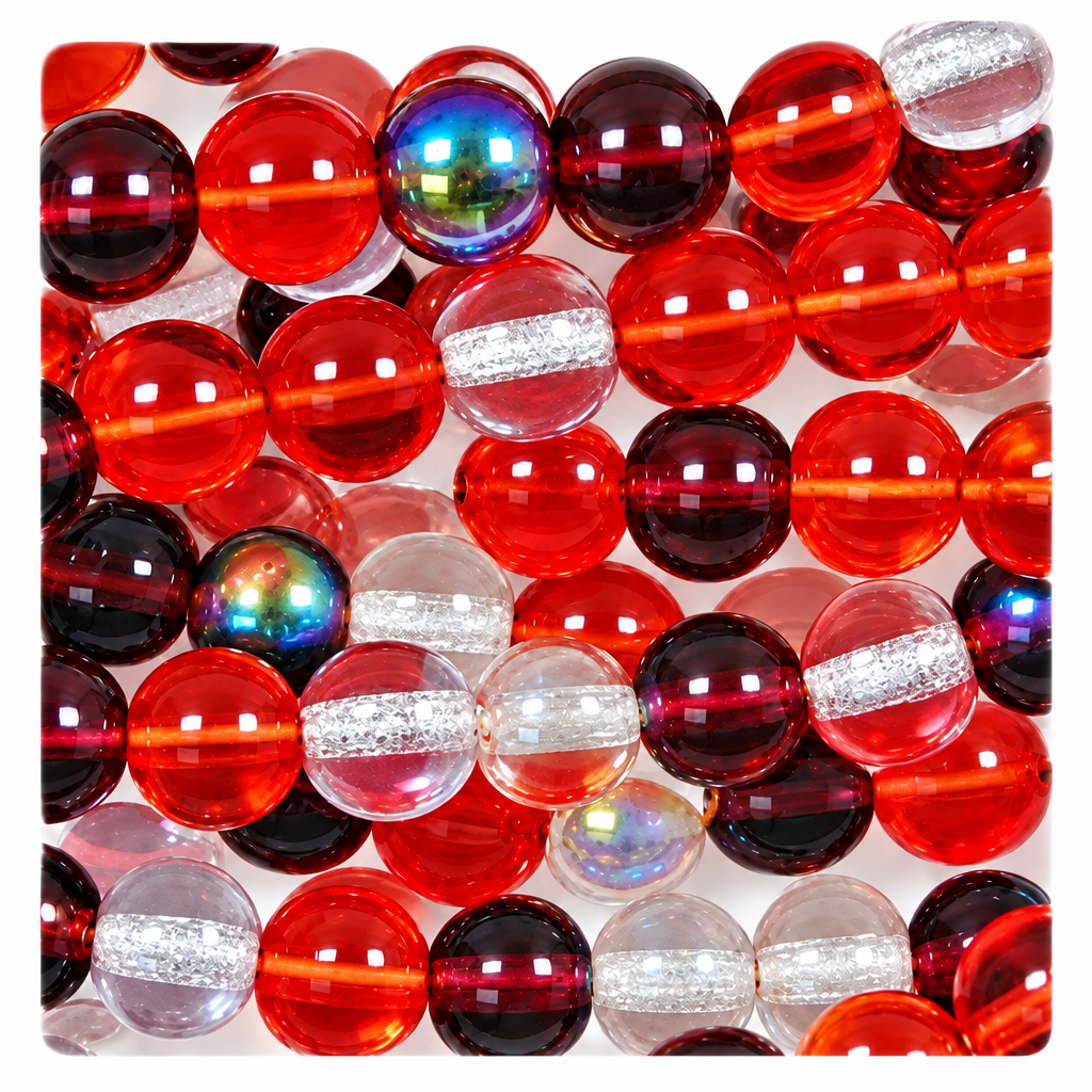Melonberry Mix Czech Pressed Glass Druk Beads, 8mm - 50 pcs