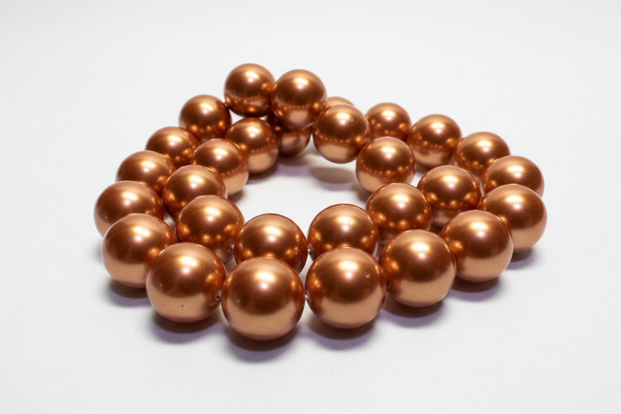 Copper Shell Pearl Round Beads, 14mm, 1 Strand (approx. 30)