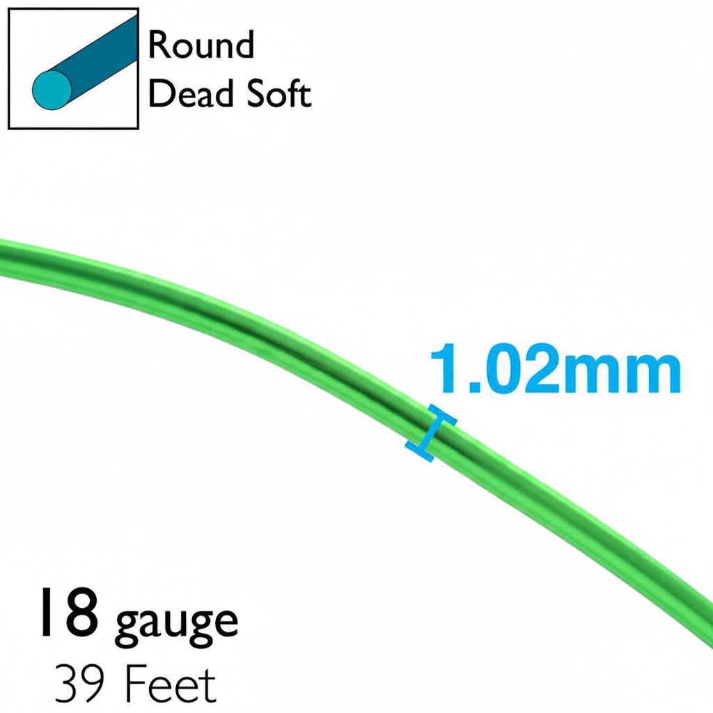 BeadSmith Apple Green Aluminum Dead Soft Wire, 18 Gauge, 39 Feet