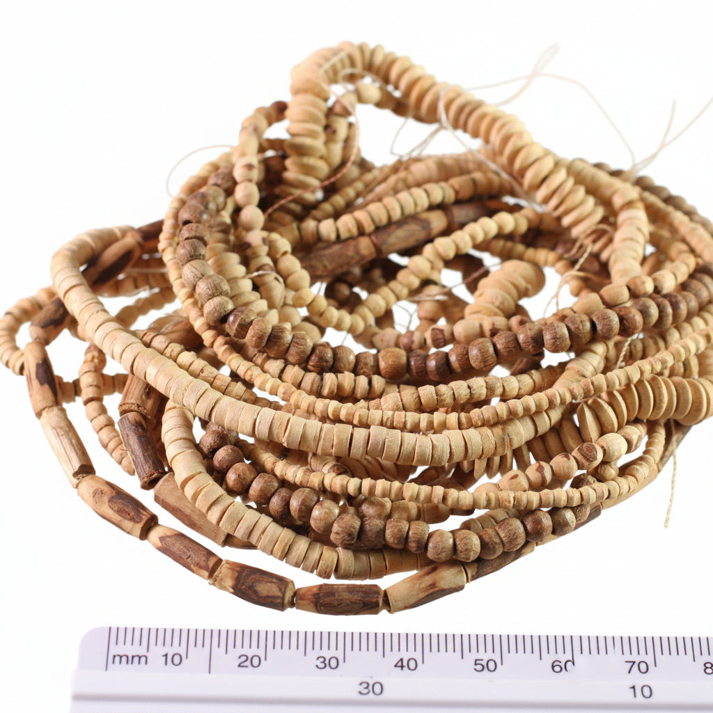 Natural & Dyed Mango Wood Bead Mix: Assorted Shapes 2mm-10x4mm (8 Strands)