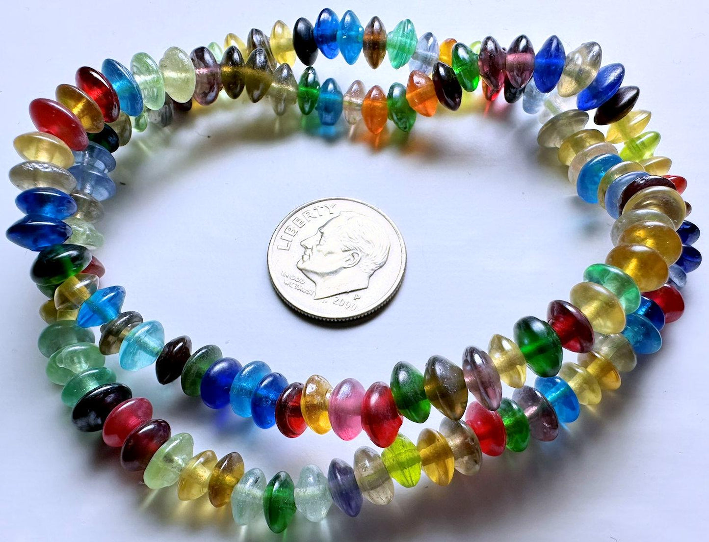 Translucent Luster Lampwork Glass Rondelle Bead Mix — 1 Strand (76-90 beads)