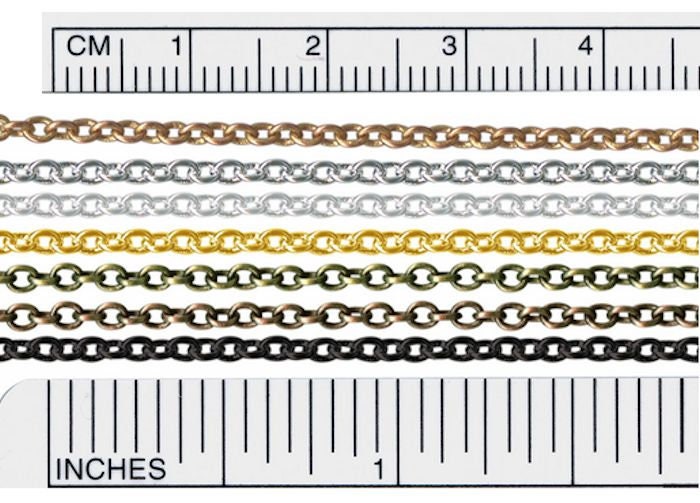 Silver Plated Fine Cable Chain, 2x3mm Links, 100 Inches