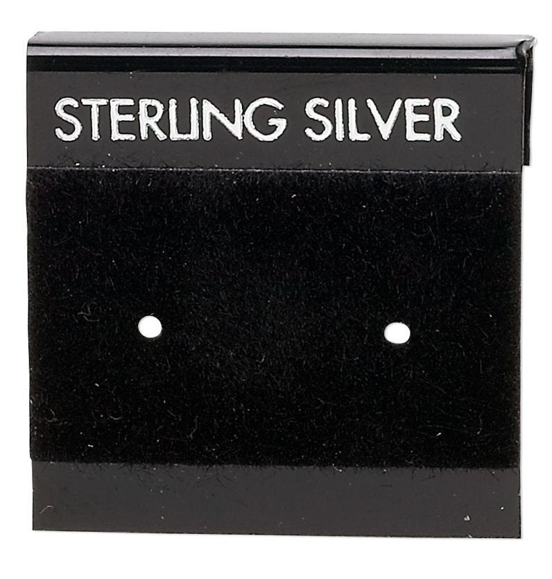 Black Flocked Earring Display Cards Sterling Silver Print — 100 pcs