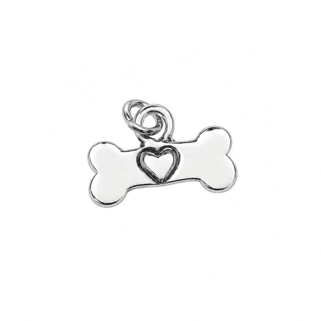 dog bone charm silver