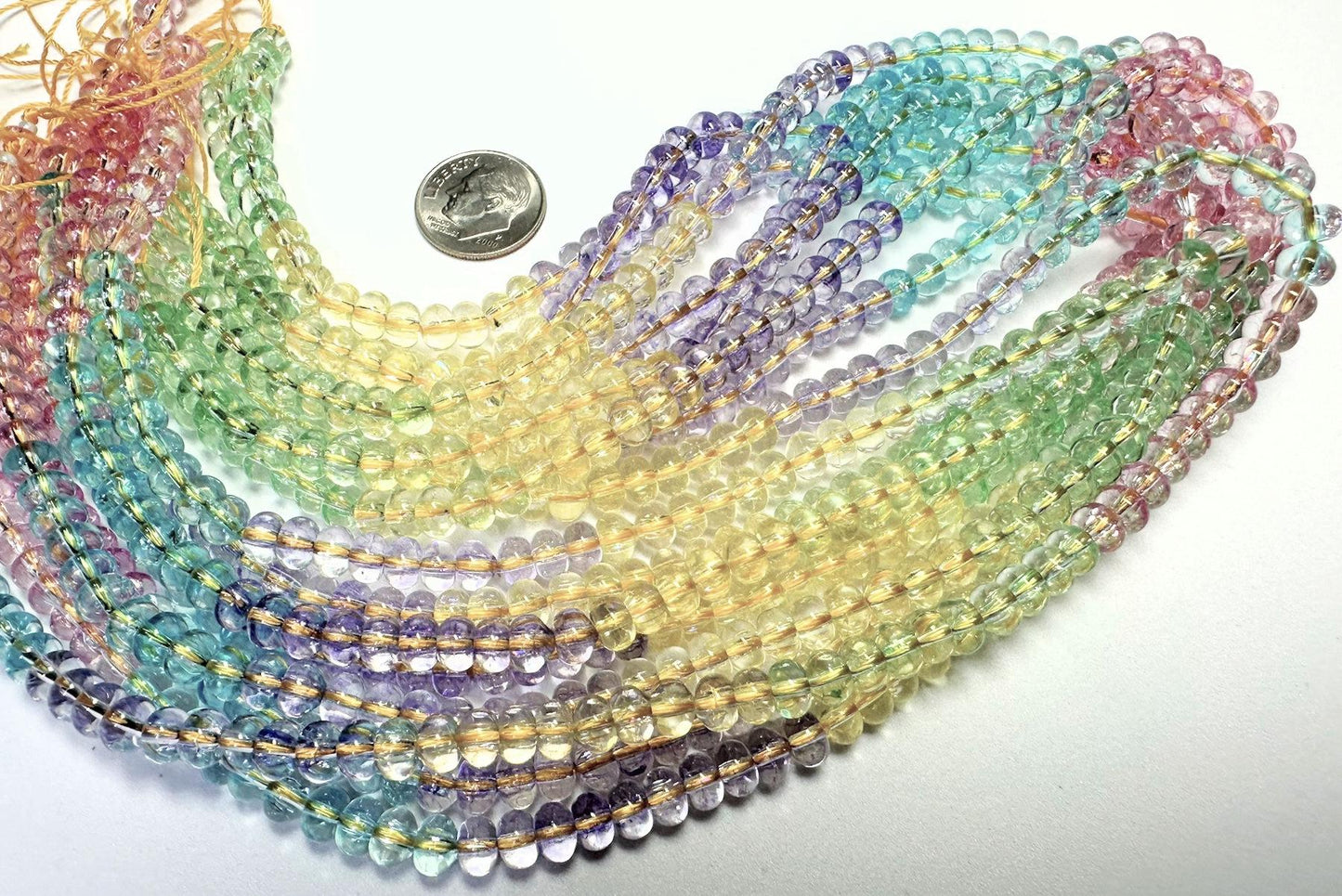 Crackle Glass Rondelle Beads: 4x6mm Pastel Color Mix (1 Strand, ~100 pc)