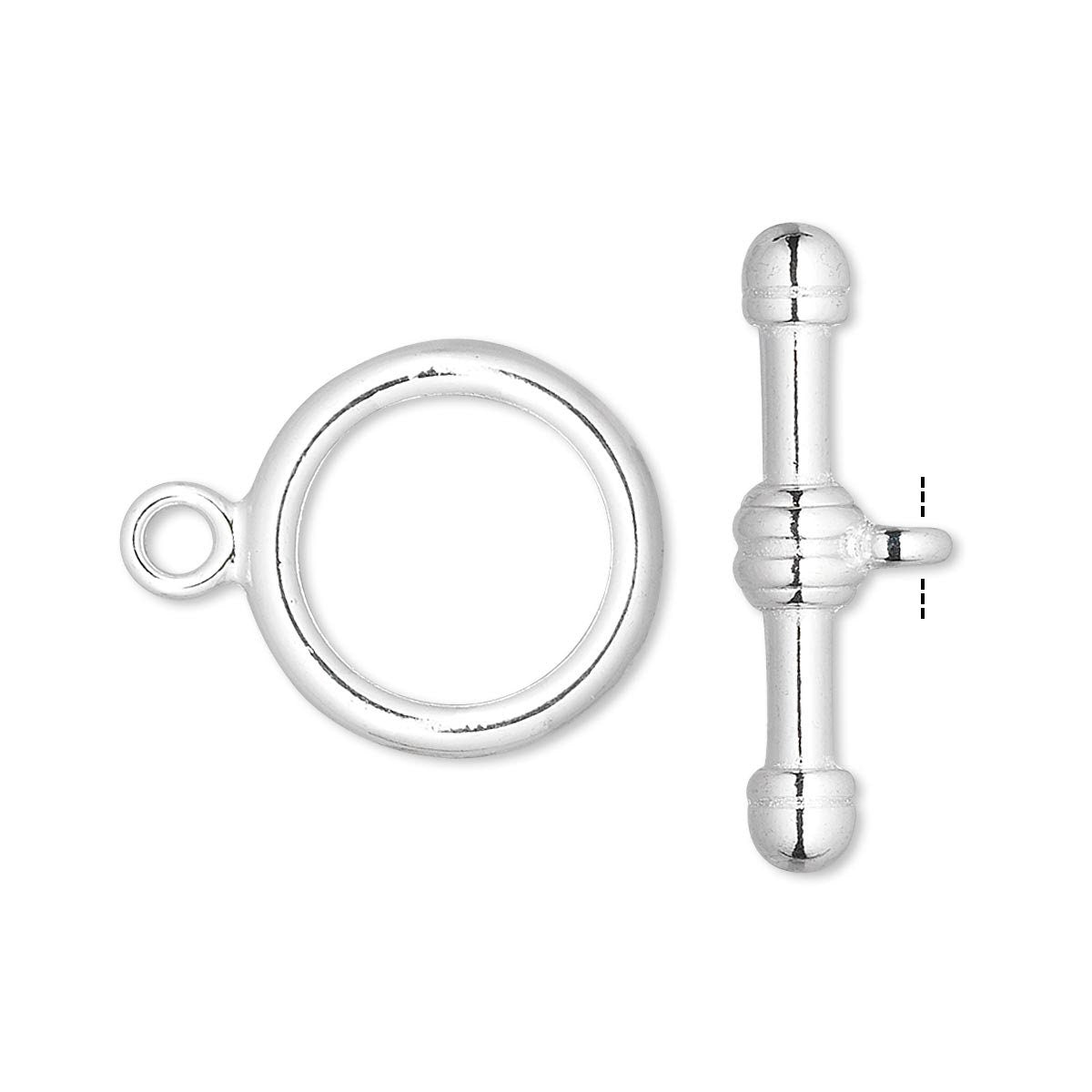 Silver Plated Brass Large Round Toggle Clasps 16mm Ring & 25mm Bar — 10 Sets