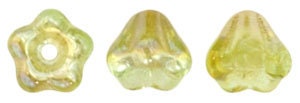 Czech Glass Baby Bell Cone Flower Beads 6x4mm Chrysolite Green — 50 pcs
