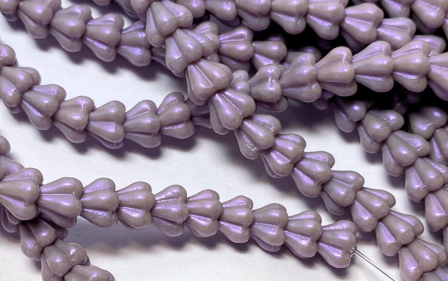 Czech Glass Baby Bell Flower Beads: 6x4mm Opalescent Amethyst (50 pc)