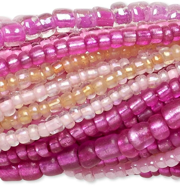 Pink Glass Seed Bead Mix — 20 Strands (3,300-3,600 beads)