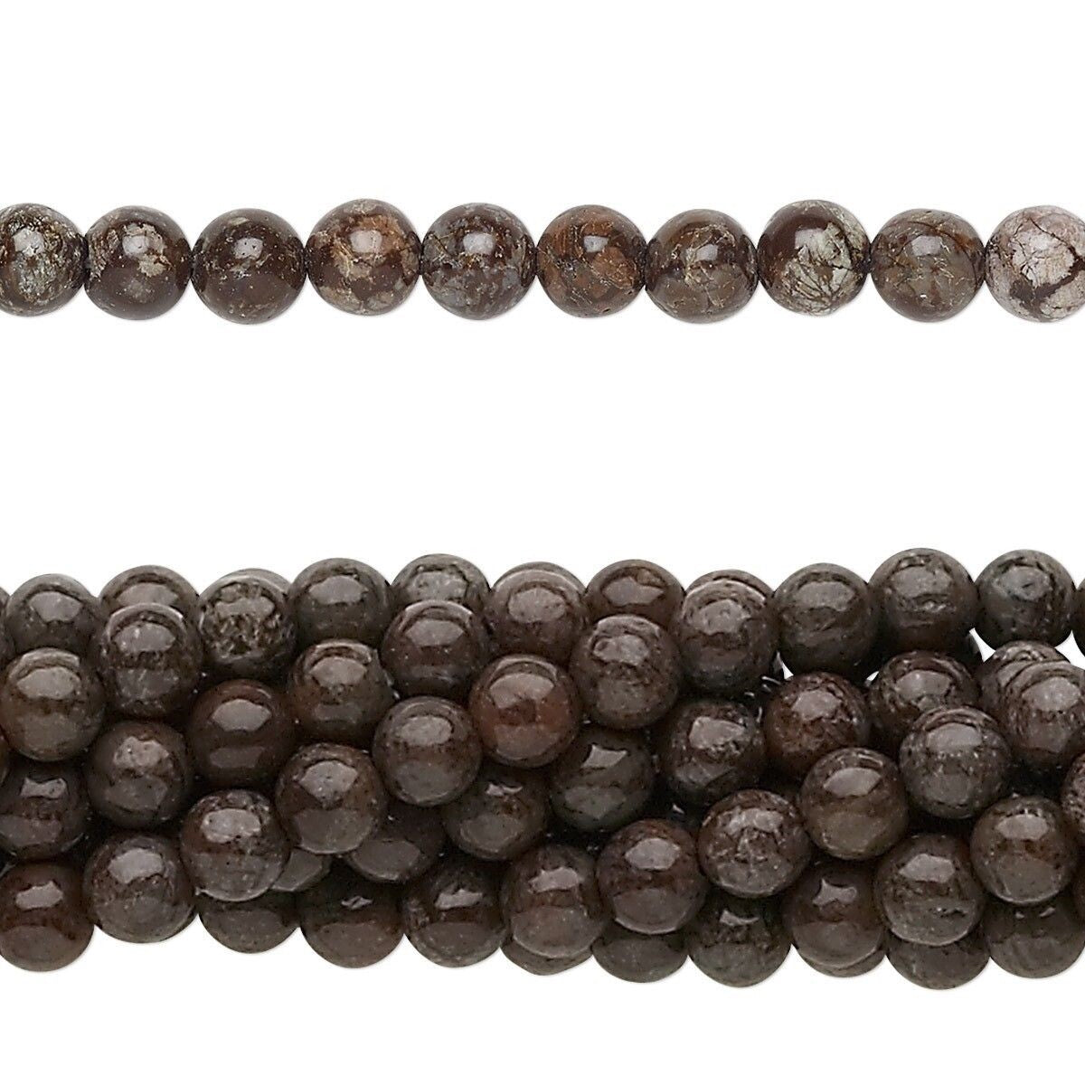Natural Brown Snowflake Jasper 4mm Round Beads, 1 Strand (approx. 100)