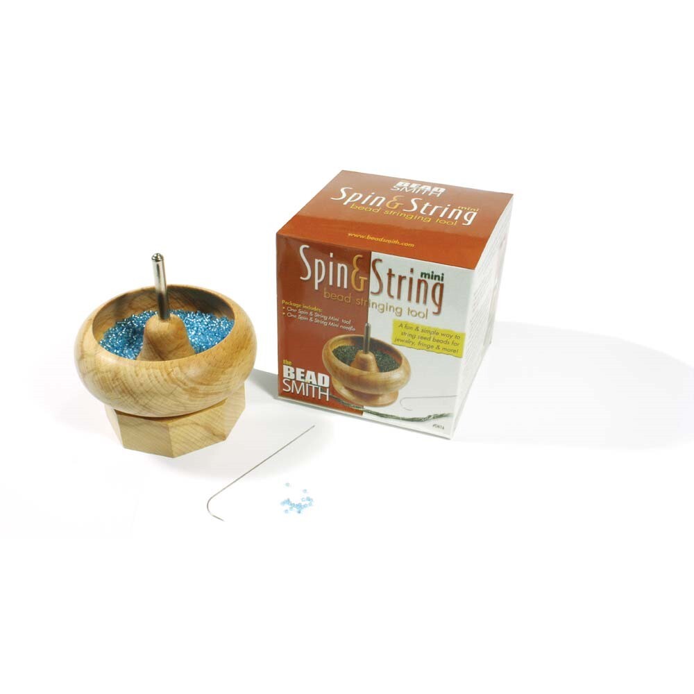 BeadSmith Mini Spin & String Wooden Bead Spinner with Needle